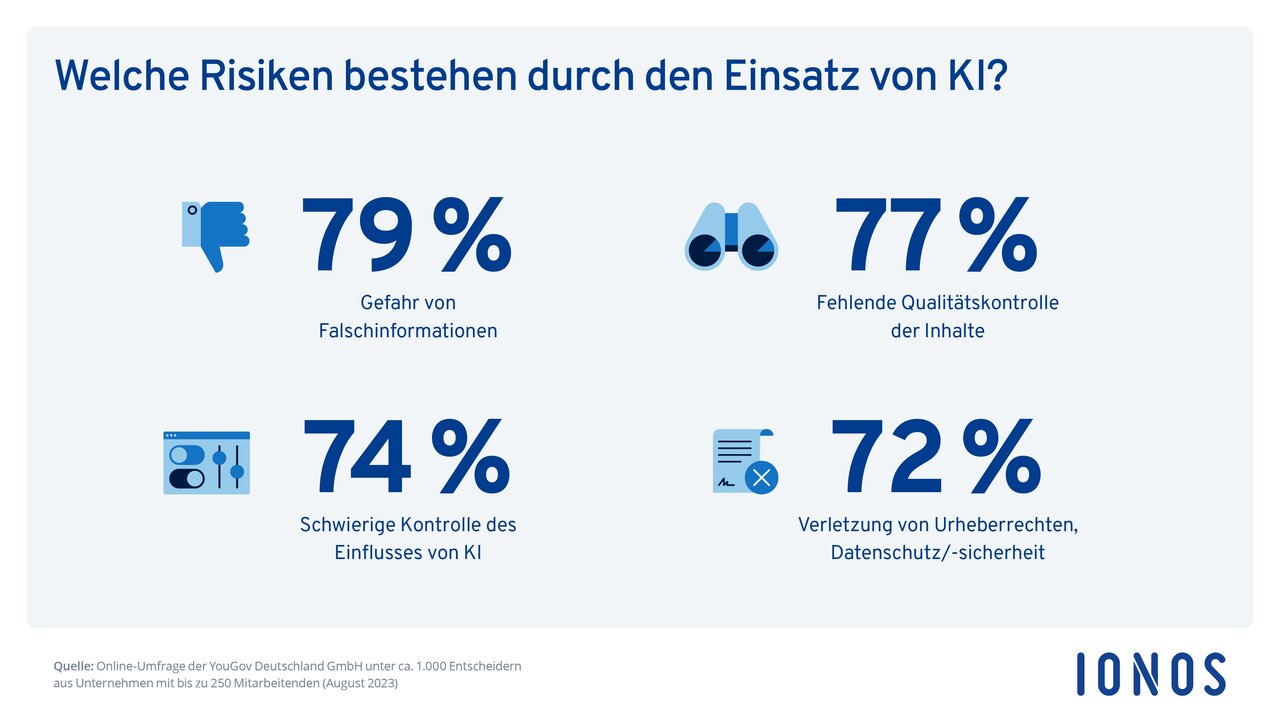 Frage: Welche Risiken bestehen durch den Einsatz von KI? (Grafik: IONOS)